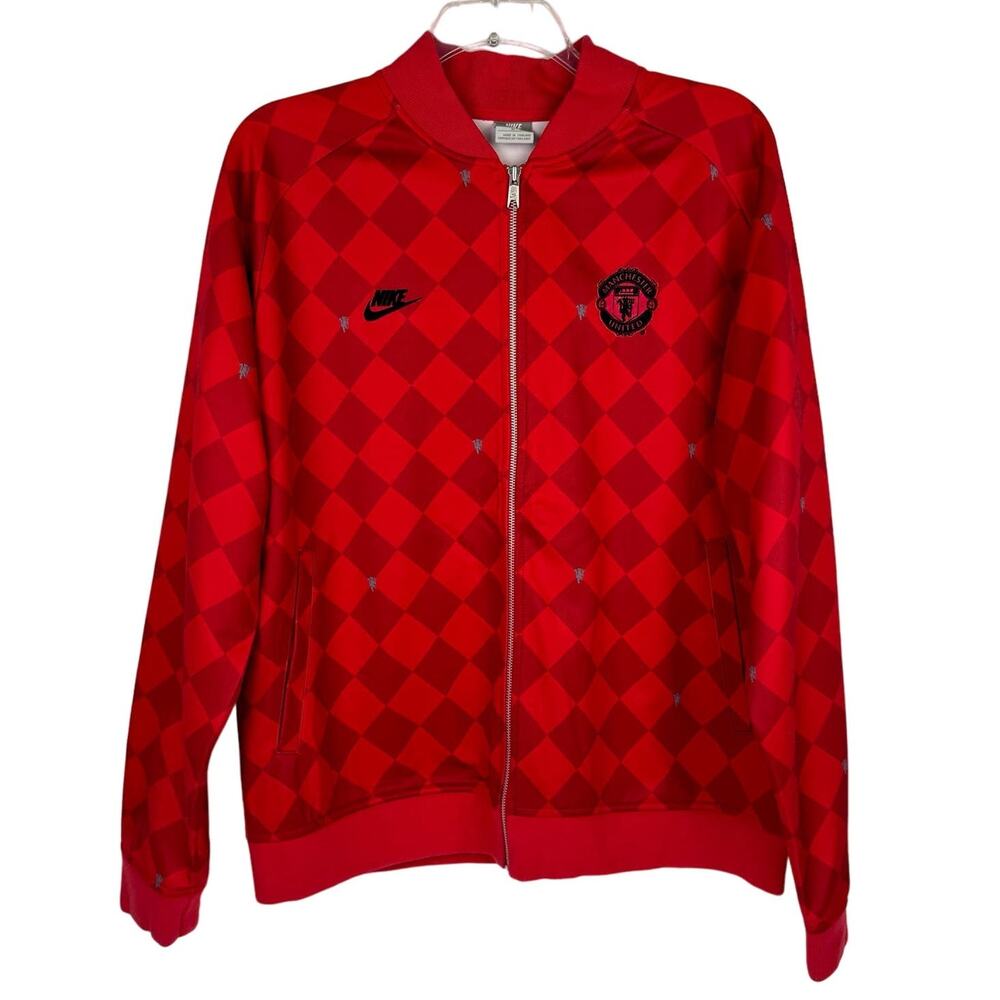 Nike Red Manchester United 2009-10 Full Zip Bomber Sweatshirts Men's‎ XL
